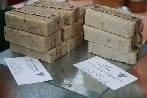 business card on soap selling